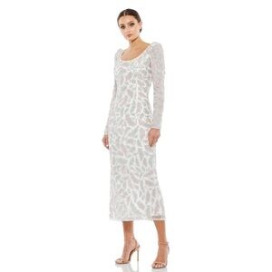 Mac Duggal 5424 NWT FOLIAGE EMBELLISHED MIDI SHEATH DRESS